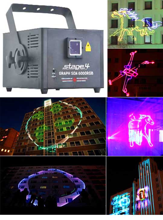 Лазерный проектор для рекламы на небе STAGE4 GRAPH SDA 6000RGB